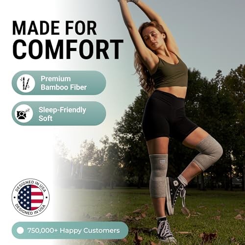 Onecompress Bamboo Compression Knee Sleeve for Women &en, Knees Support M Gray