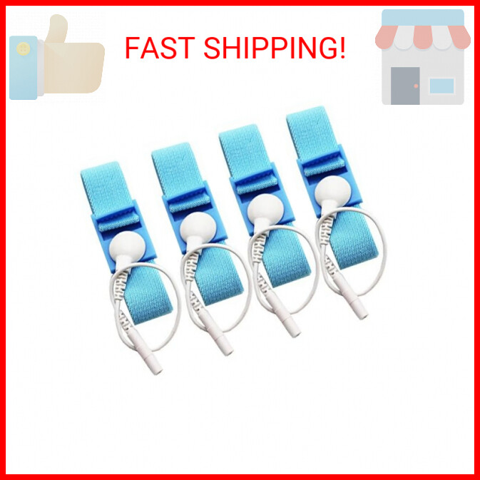 Adjustable Estim Wrist Strap Components 4pcs Blue Stim Loops 4pcs White Wires