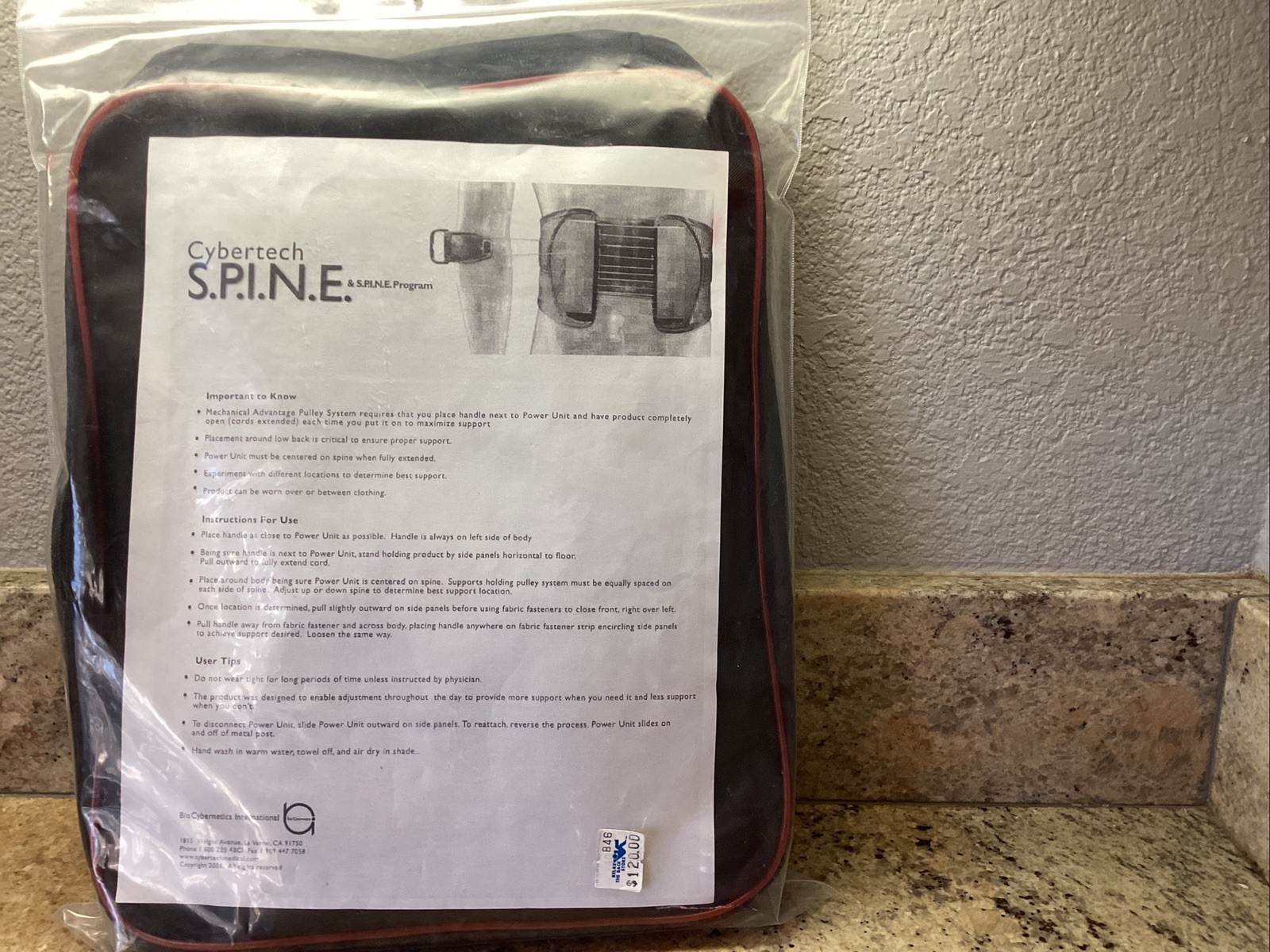 NEW Cyber tech S.P.I.N.E Adjustable Lower Back Brace Pulley System Sealed Bag