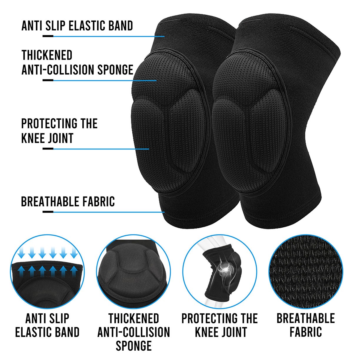 2PCS Nylon Knee Pads Leg Protector For Sport Work Flooring Construction Support
