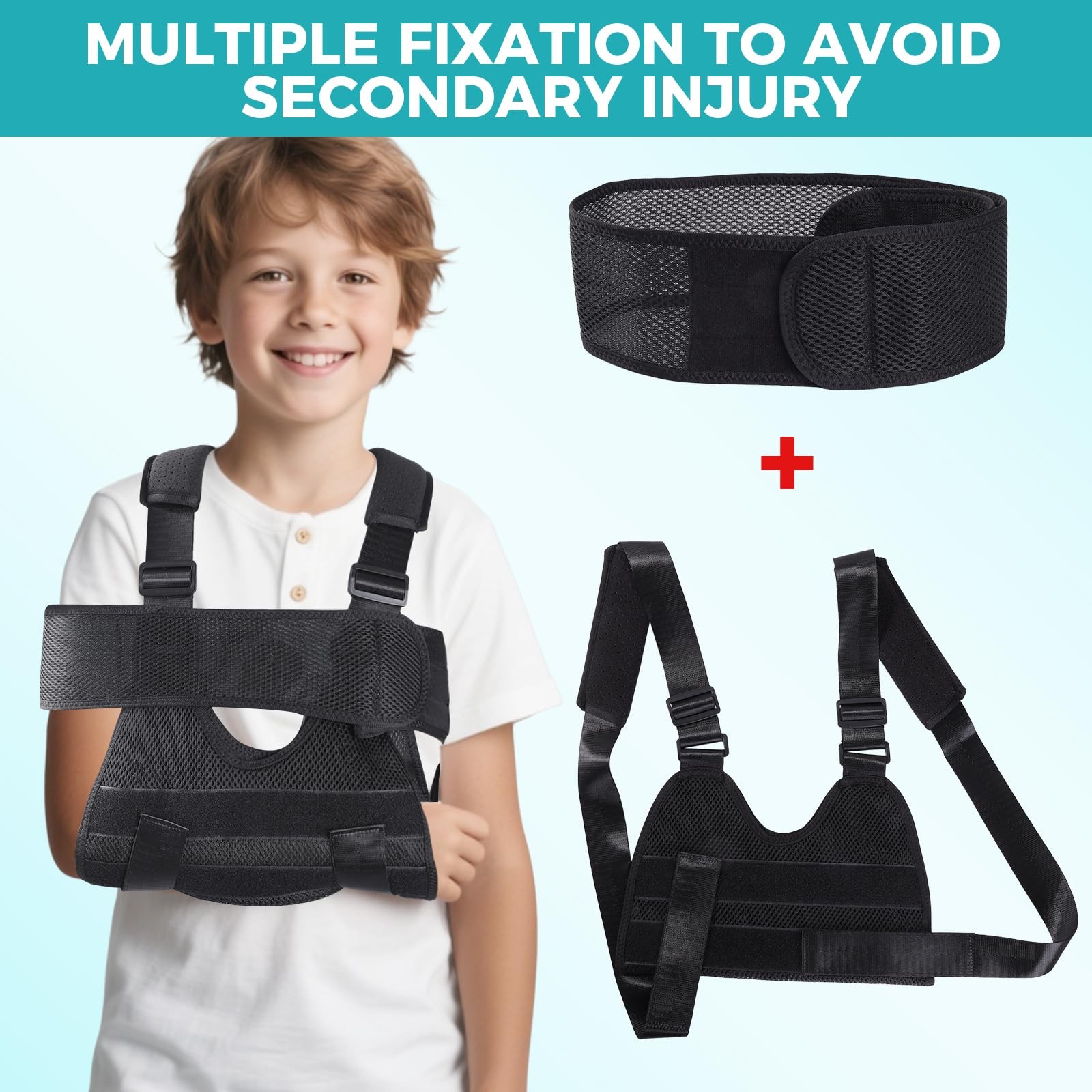 Kids Upper Extremity Sling Breathable Arm Shoulder Immobilizer Black XS