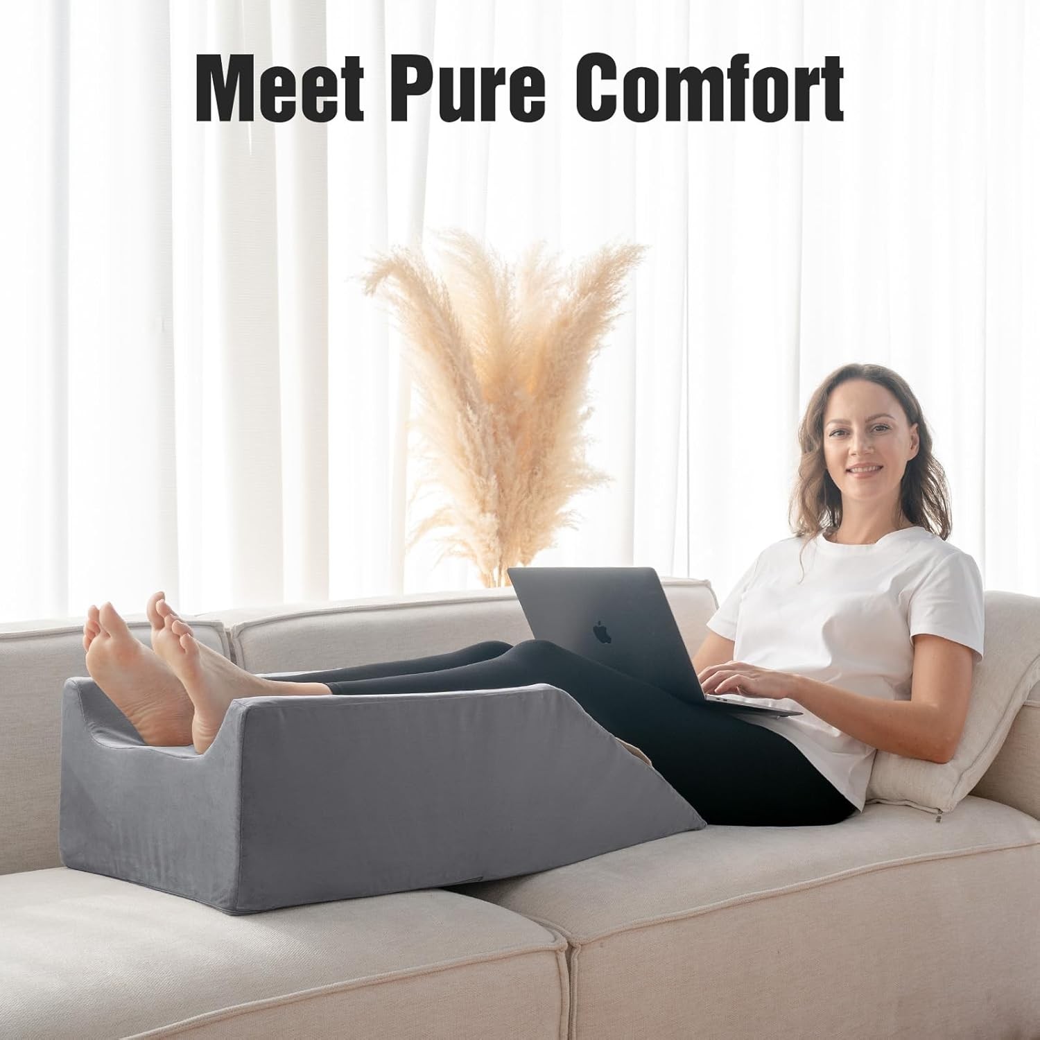 Post-Surgery Leg, Knee, Ankle Elevation Double Wedge Pillow, Memory Foam Leg El
