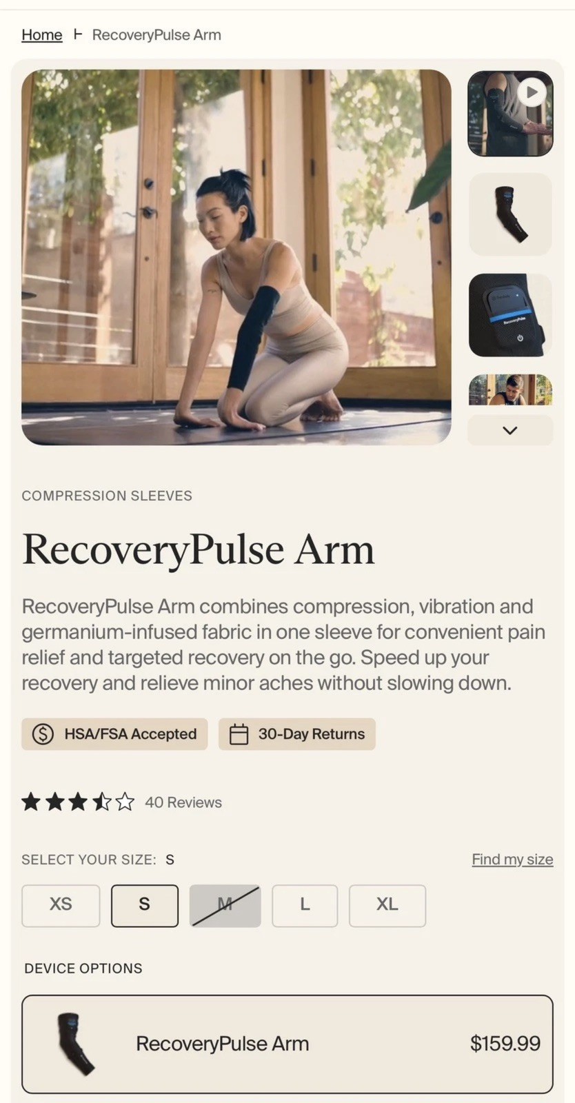 Therabody RecoveryPulse Arm Sleeve, Size Small – MSRP: $160
