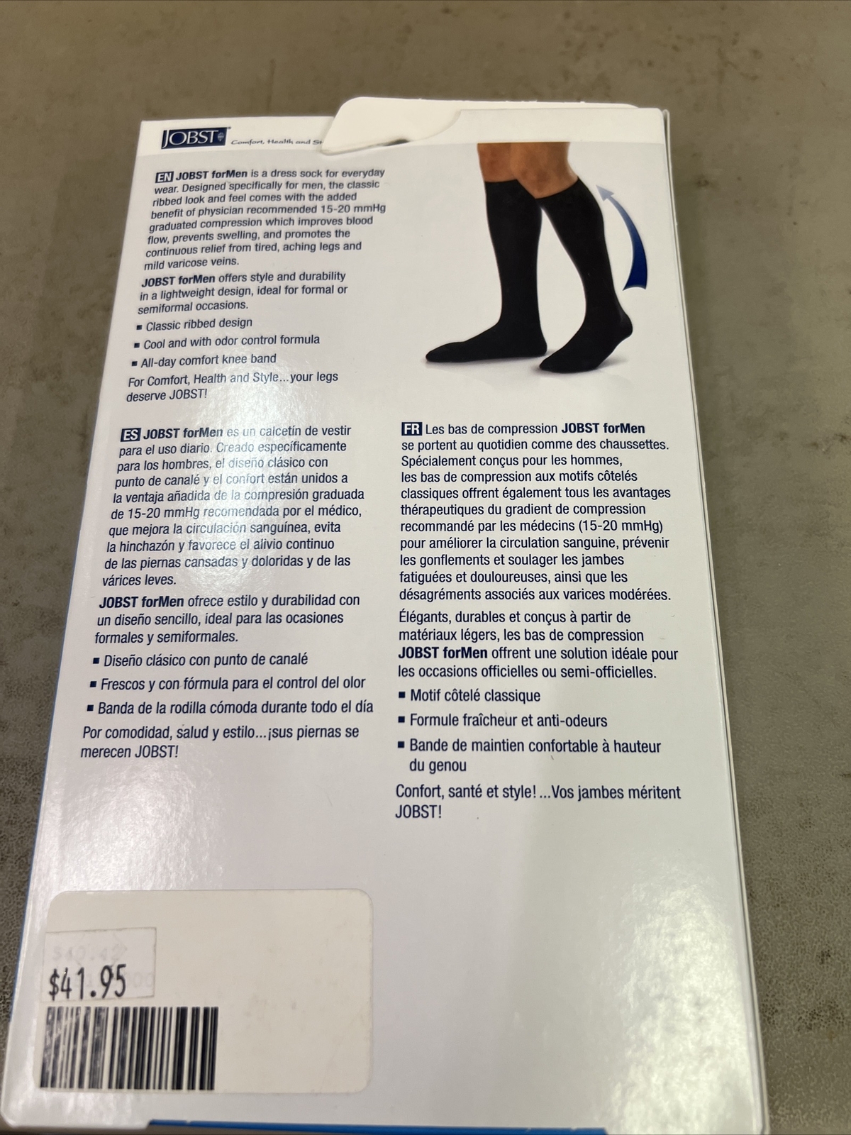 Jobst for Men 15-20 Closed Toe Knee High Ribbed Compression Socks – Black Small