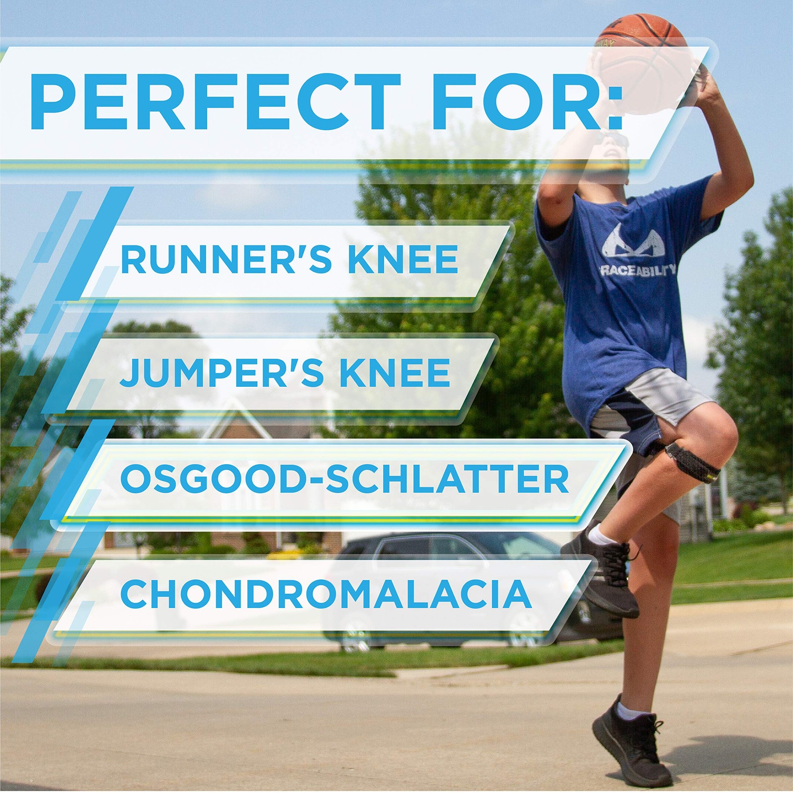 Kids Knee Band – Youth Patellar Tendon Support Strap Child Osgood Schlatter B…