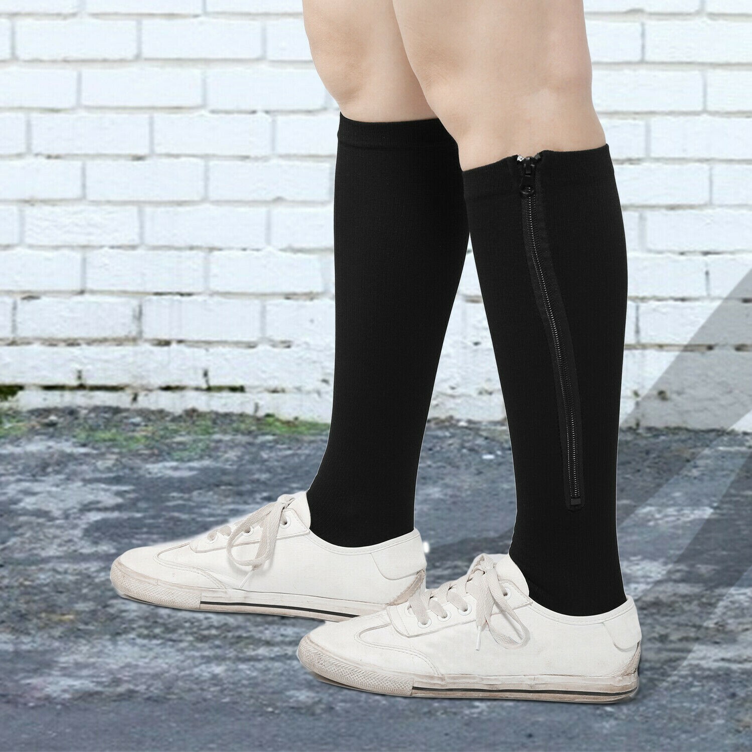 Compression Zip Up Socks Open-Toe Zipper Leg Support Unisex Socks Knee Stocking