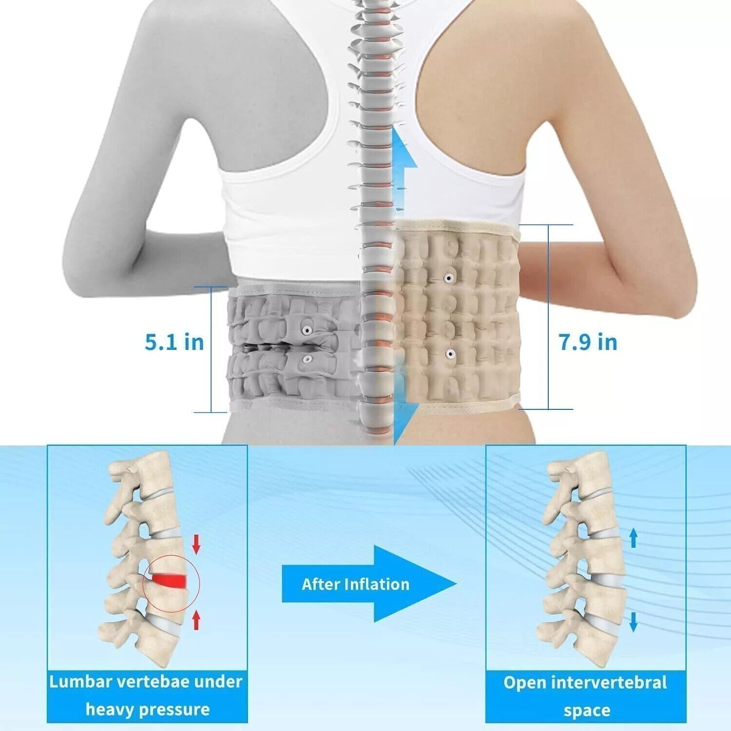 Spine Decompression Back Belt Lumbar Support for Lower Back Pain Relief New