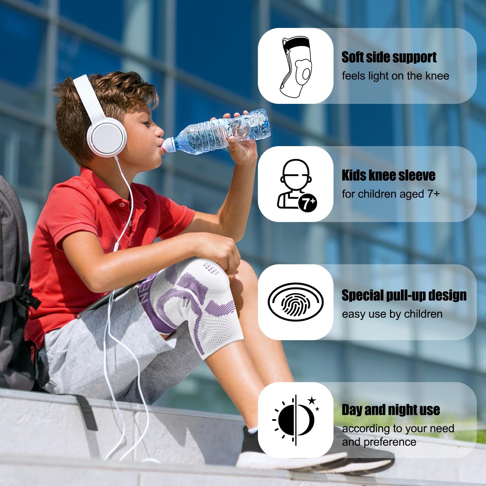 Knee Brace Sleeve, Youth Knee Compression Sleeve for Children – Boys & Girls….