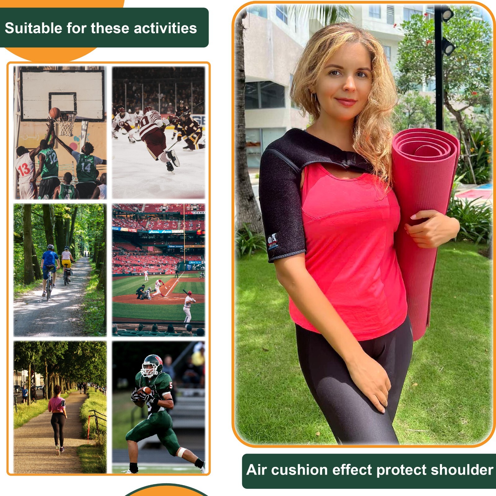 IRUFA 3D Breathable Cuff Shoulder Brace Support AC Joint Dislocated Injury