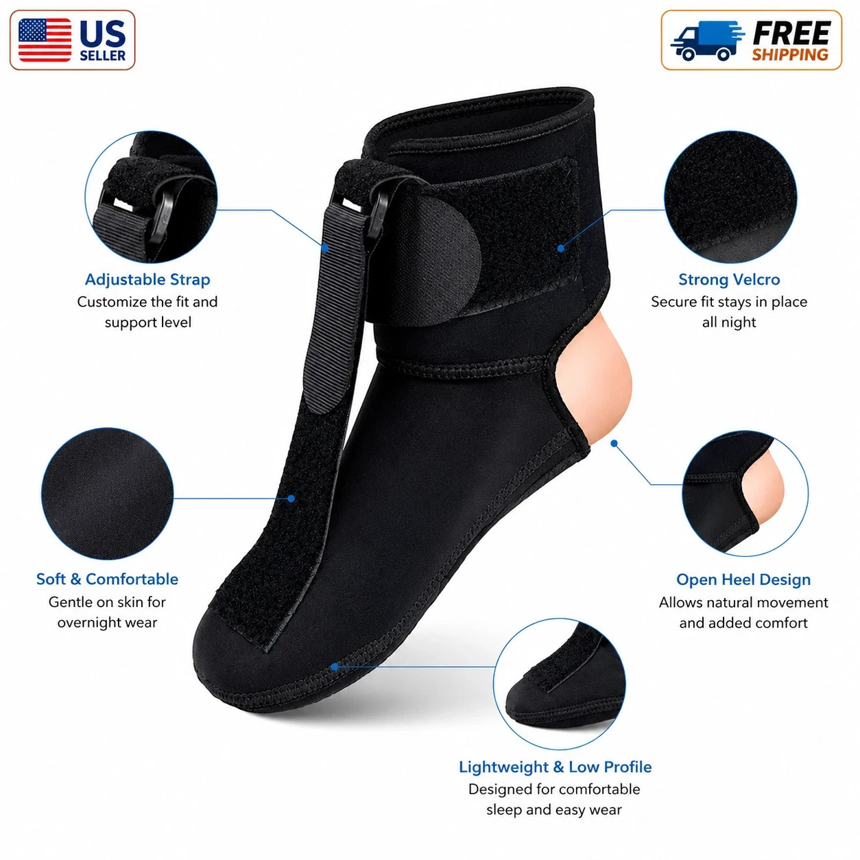 Plantar Fasciitis Night Splint Sock Adjustable Foot Brace Heel Pain Relief