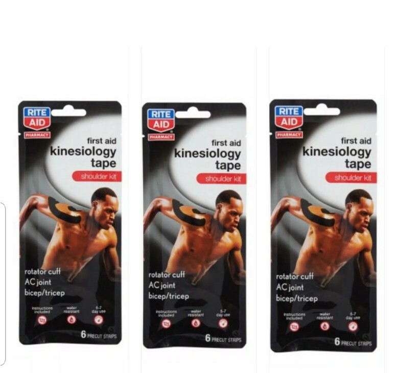 Rite Aid First Aid Kinesiology Tape, Shoulder Kit 6 Precut Strips (Pack Of 3)