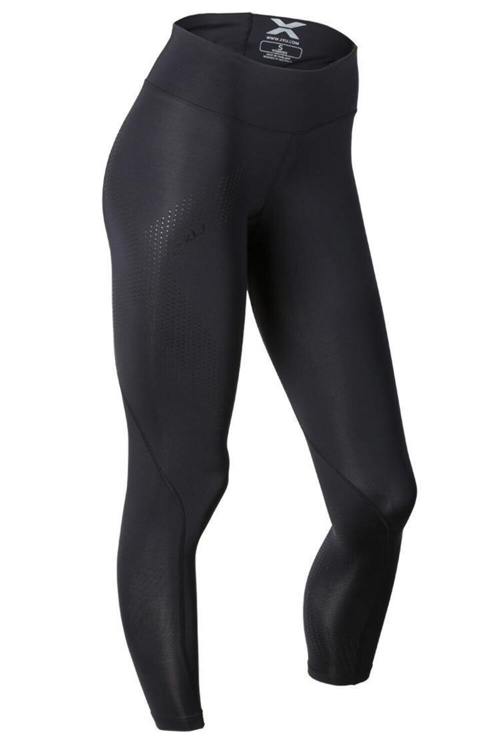 GREAT SAVINGS || 2XU Womens Mid Rise Compression Long Tights – Black/Dotted Blac