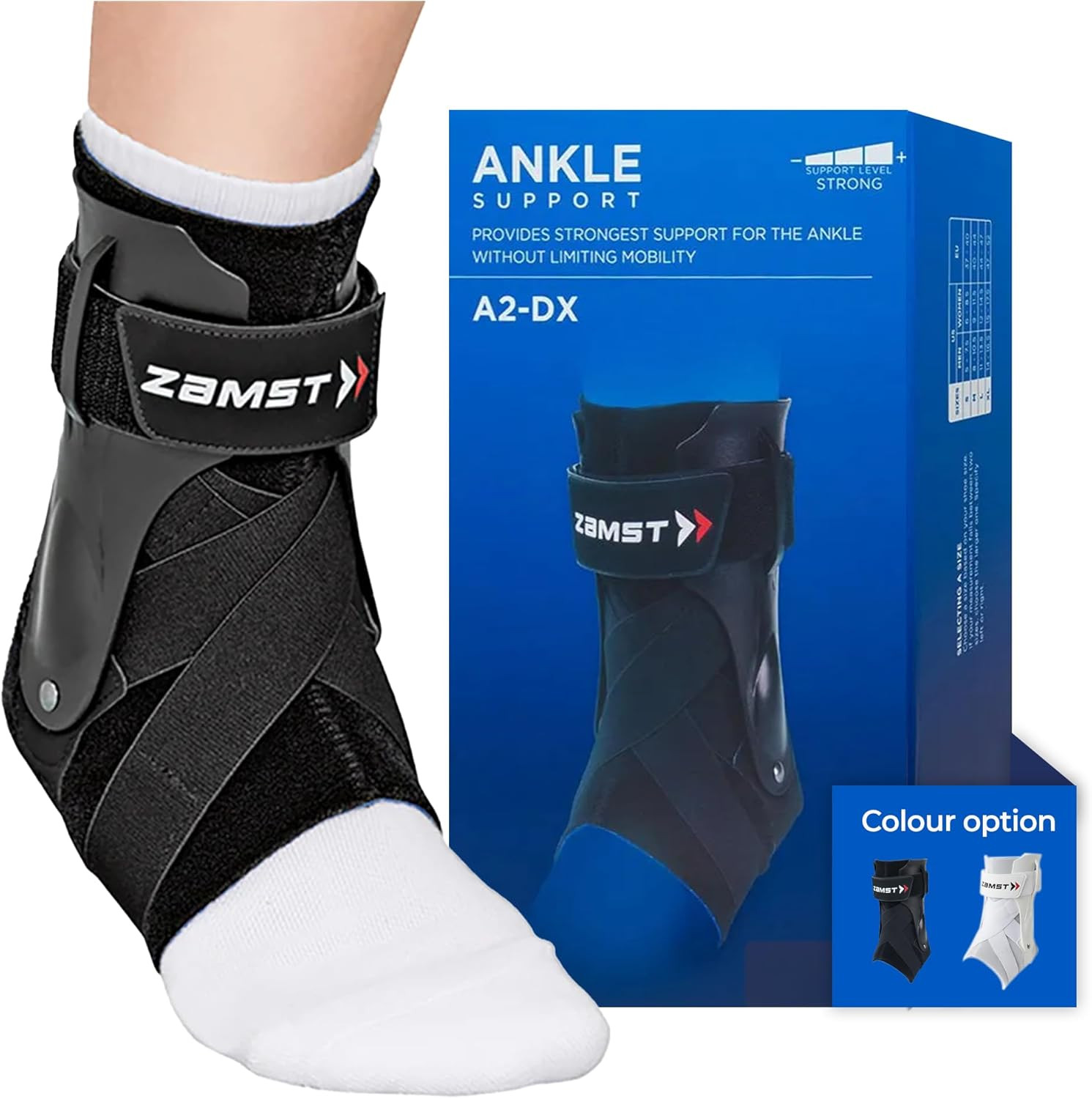 A2-DX Sports Ankle Brace with Protective Guards for High Ankle Sprains and Chron