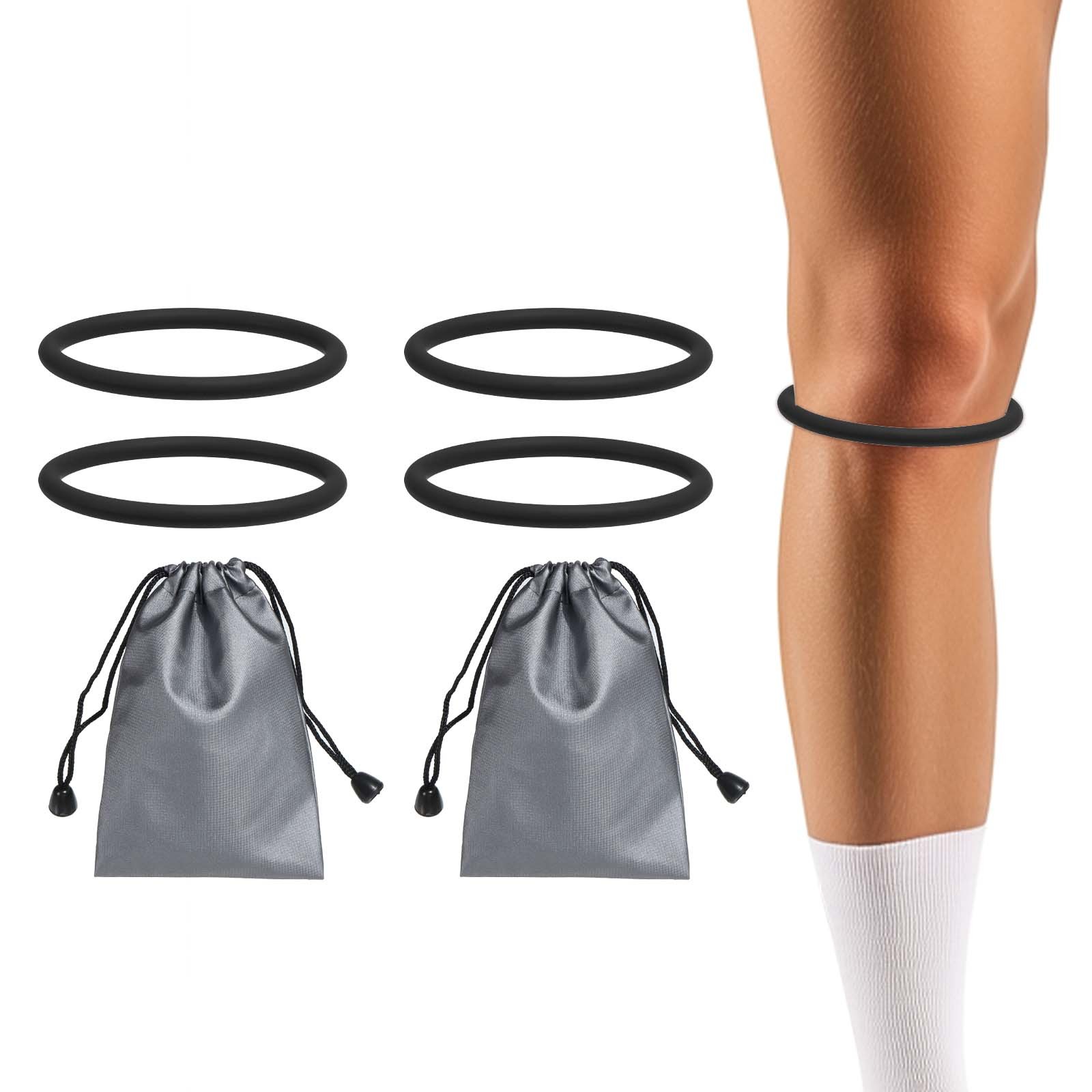 Patella Band Silicone Knee Band with Storage Bag – (2 Set, Black)