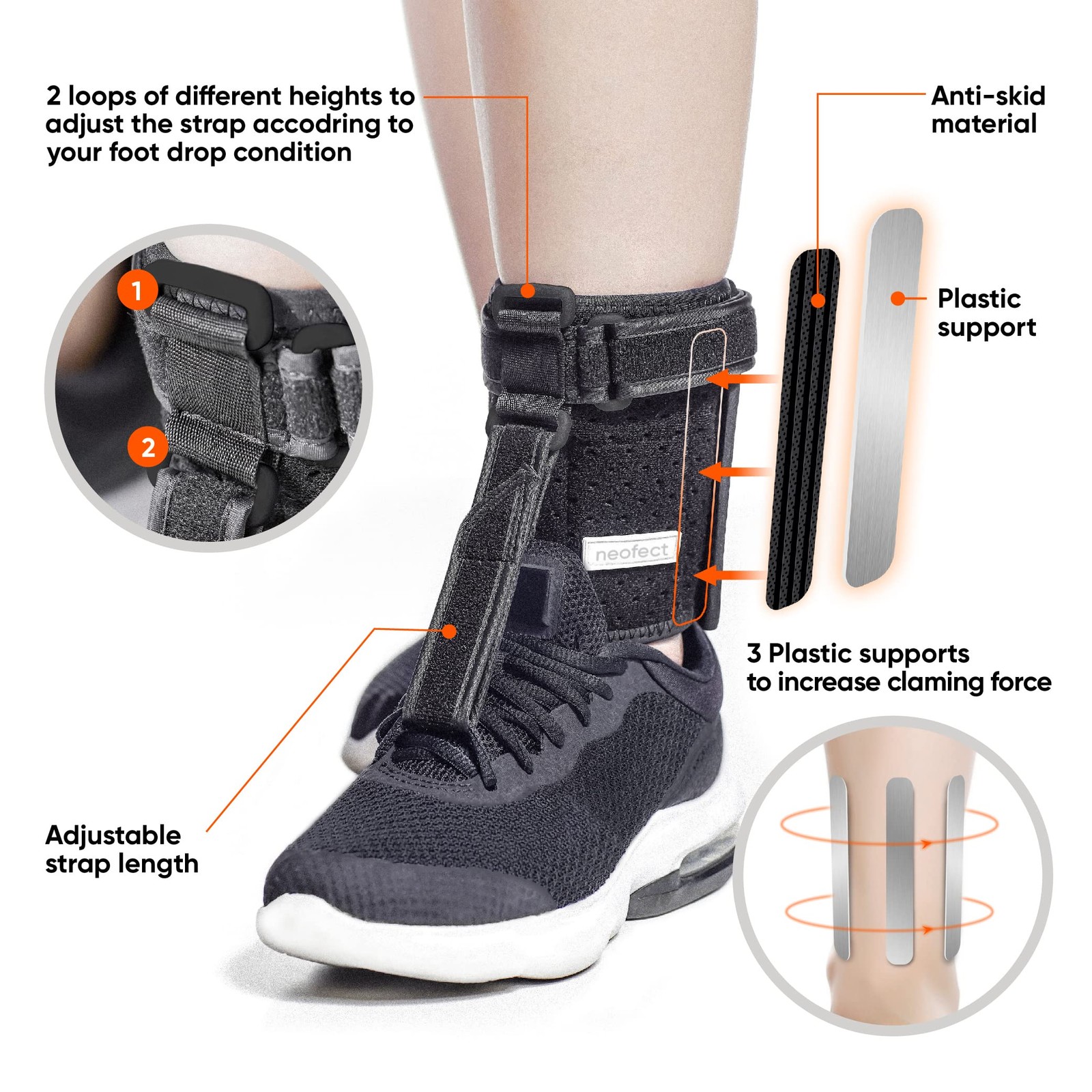 NEOFECT Foot Lift AFO Foot Drop Brace for Walking, Ankle Brace, Drop Foot Brace