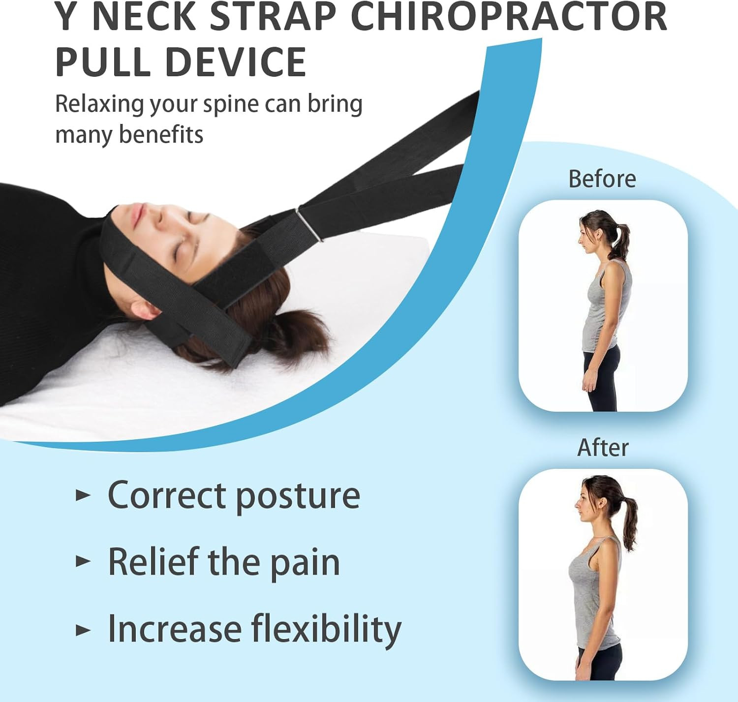 Y Neck Strap Chiropractor Pull Device,Neck Stretcher Strap,Neck Strap Cervical T