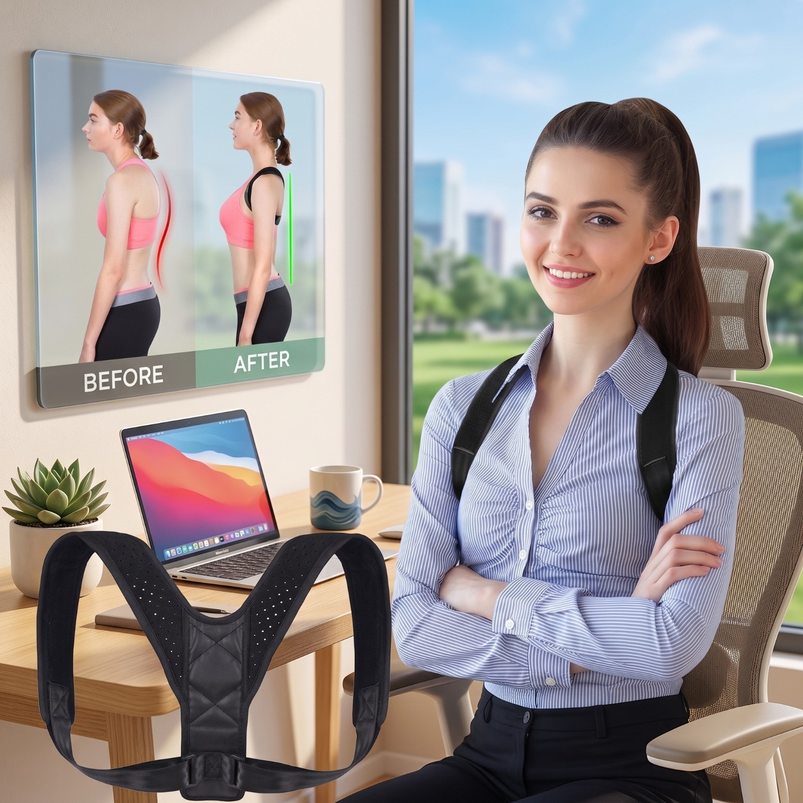 Adjustable Posture Corrector Back Shoulder Support Correct Brace Belt Men Women