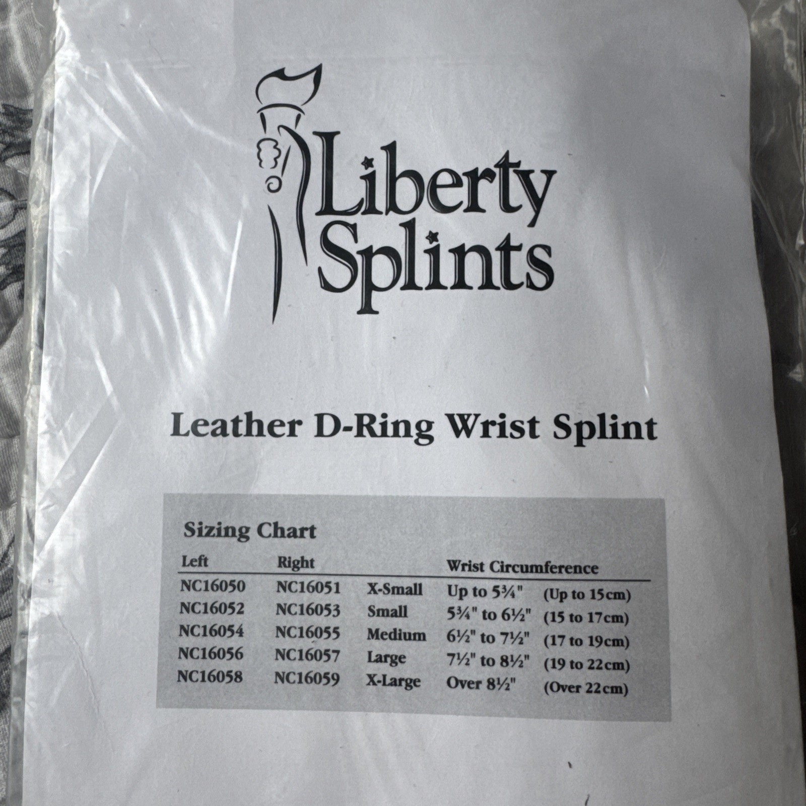 Liberty D-Ring Wrist Splint Left Medium 6.5-7.5 Leather Black NC16054