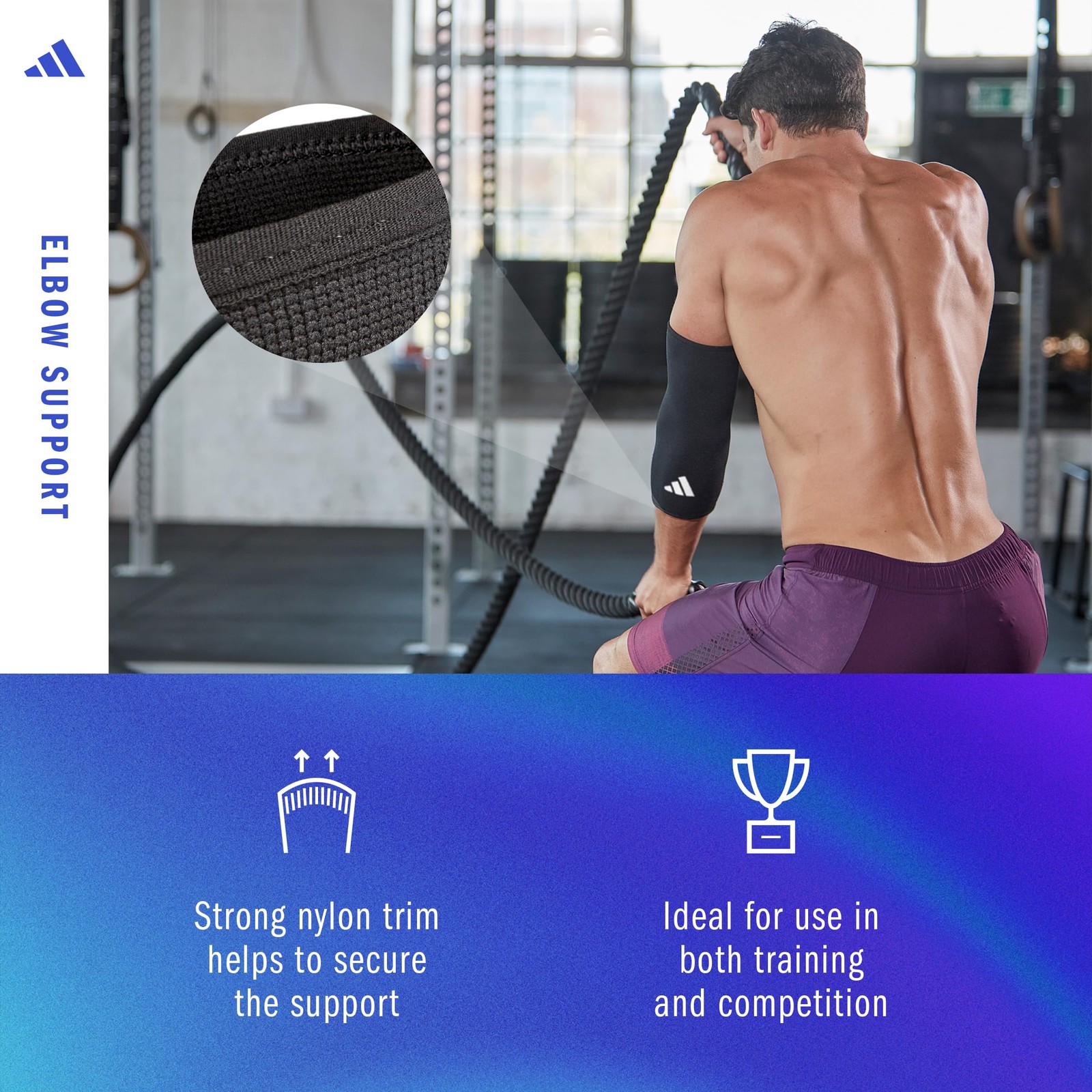 adidas Elbow Support Sleeve – Seamless and Smooth Large, Black (Large)