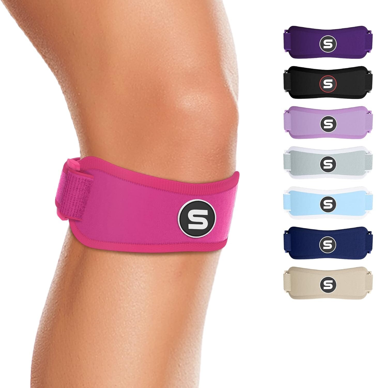 Comfortable Patellar Tendon Support Strap for Arthritis & Pain Relief – Hot Pink