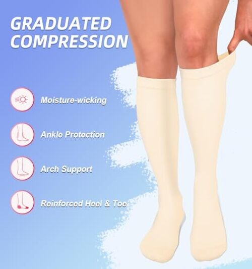 Compression Socks for Women & Men Small-Medium 01 Black/Gray/Pink/Nude