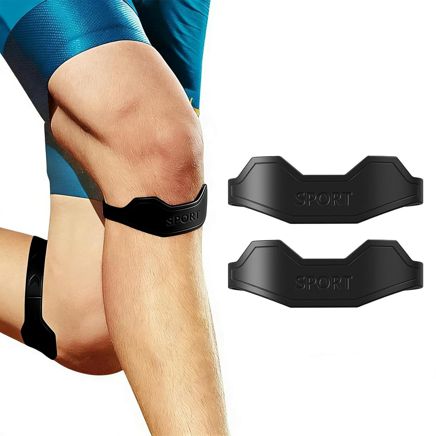 Patella Band,Patellar Tendon Support Strap Patella Bands Knee Strap 2Pack (Black