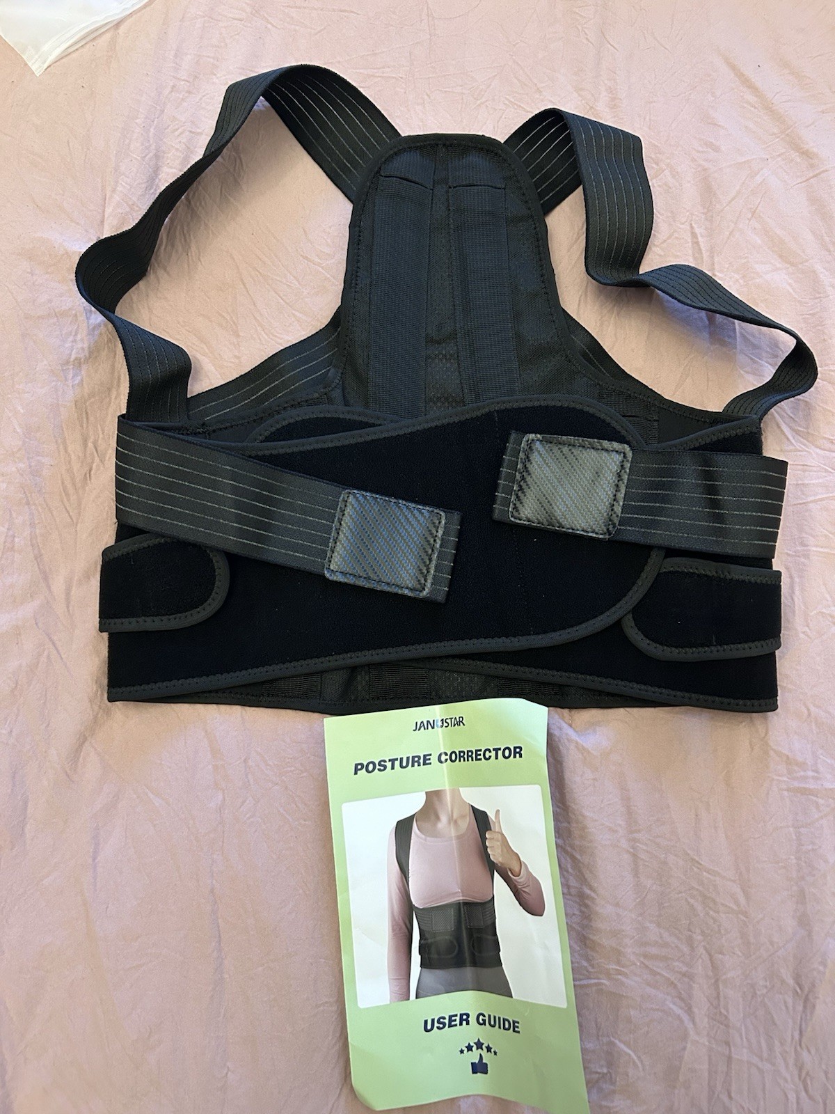 JANUSTAR Adjustable Posture Corrector Brace Black Size M Back Support