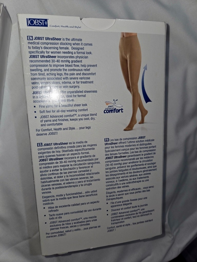 JOBST Ultra Sheer Waist CT 30-40mmHg Suntan M Compression Stockings 121498 J1