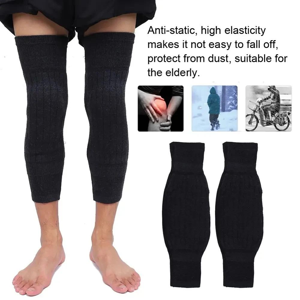1Pair Unisex Cashmere Wool Knee Brace Pads Winter Windproof Leg Warmers Thicken