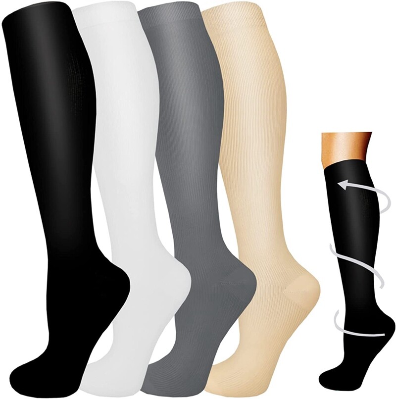 6 Compression Knee High Stockings Leg Socks Support Socks Pain Relief 10-20mmhg-