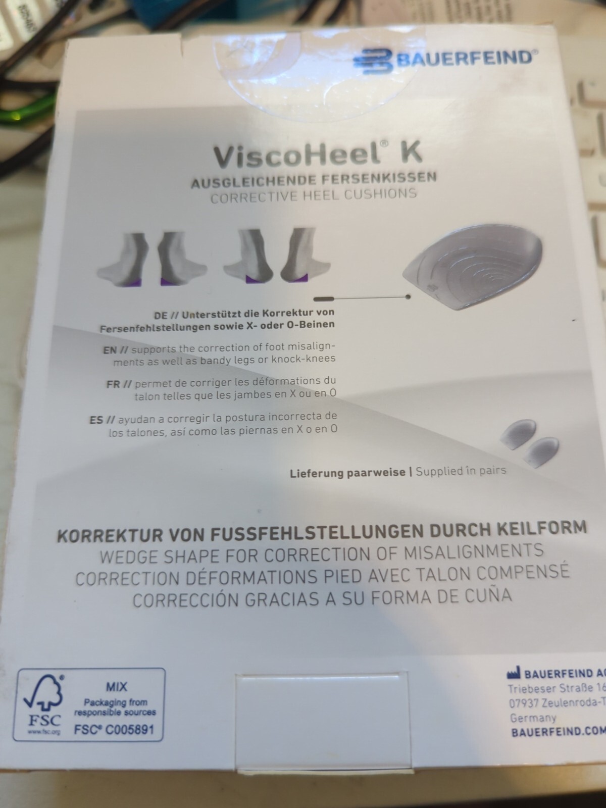 Bauerfeind ViscoHeel K Gray Size 3 Corrective Heal Cushions Visco Us Size 8-12.5