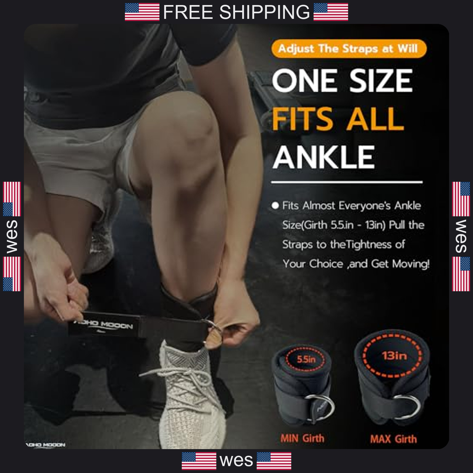 AOHO MOOON ankle strap set for cable machine gym workout leg cuffs pulleys