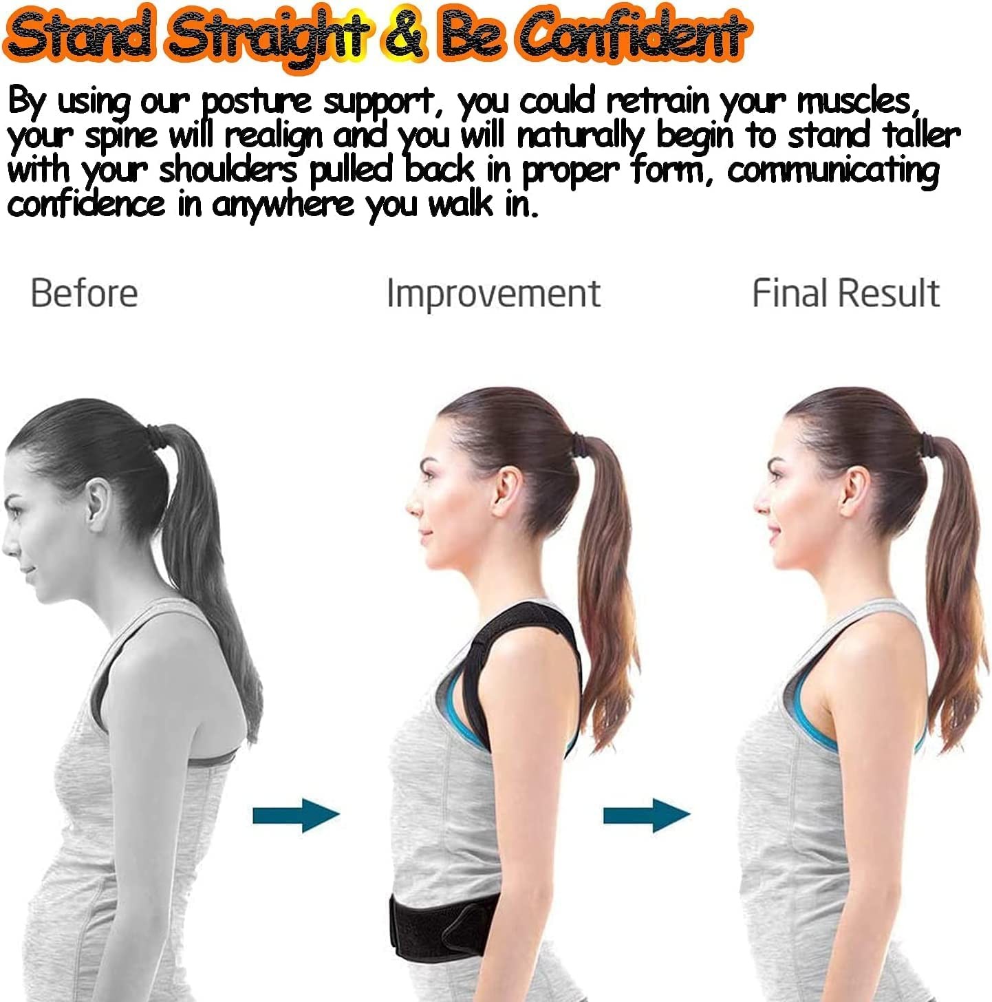 WONFAST Back Brace Posture Corrector, Adjustable New 5X-Large/54-58″