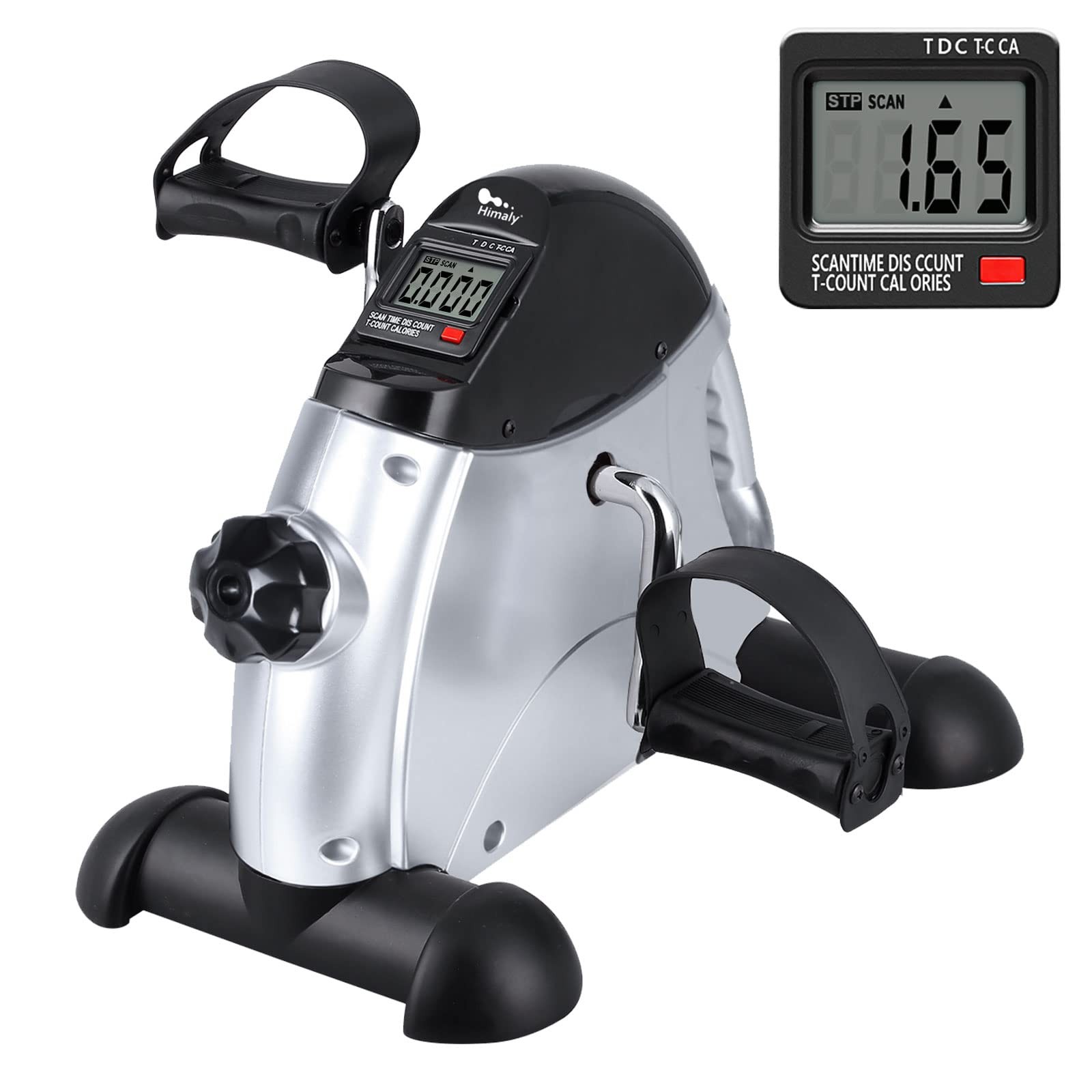 himaly Mini Exercise Bike, Under Desk 1 Count (Pack of 1), Silver and Black