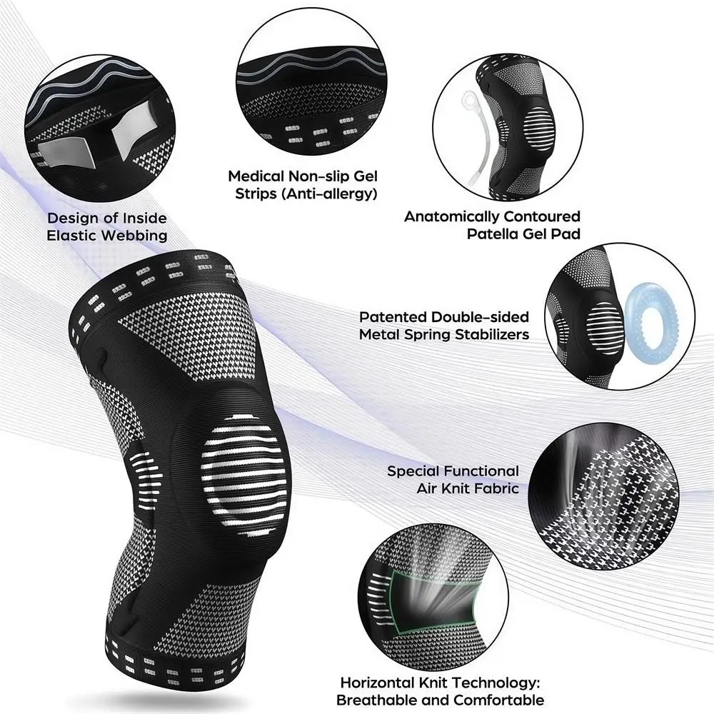 Knee Compression Sleeve Support Brace Patella Protector Sports Running Cycling