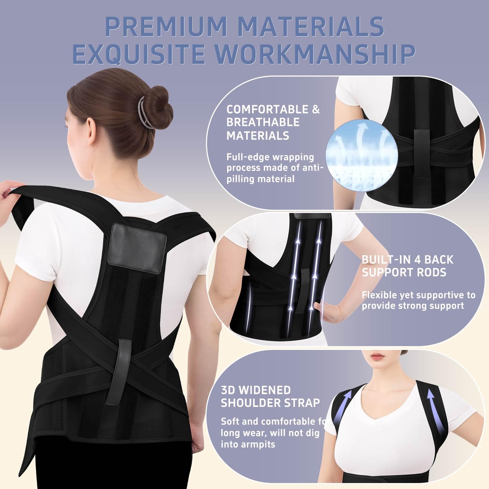 Posture Corrector for Women and Men, Full Back Brace Small, Black