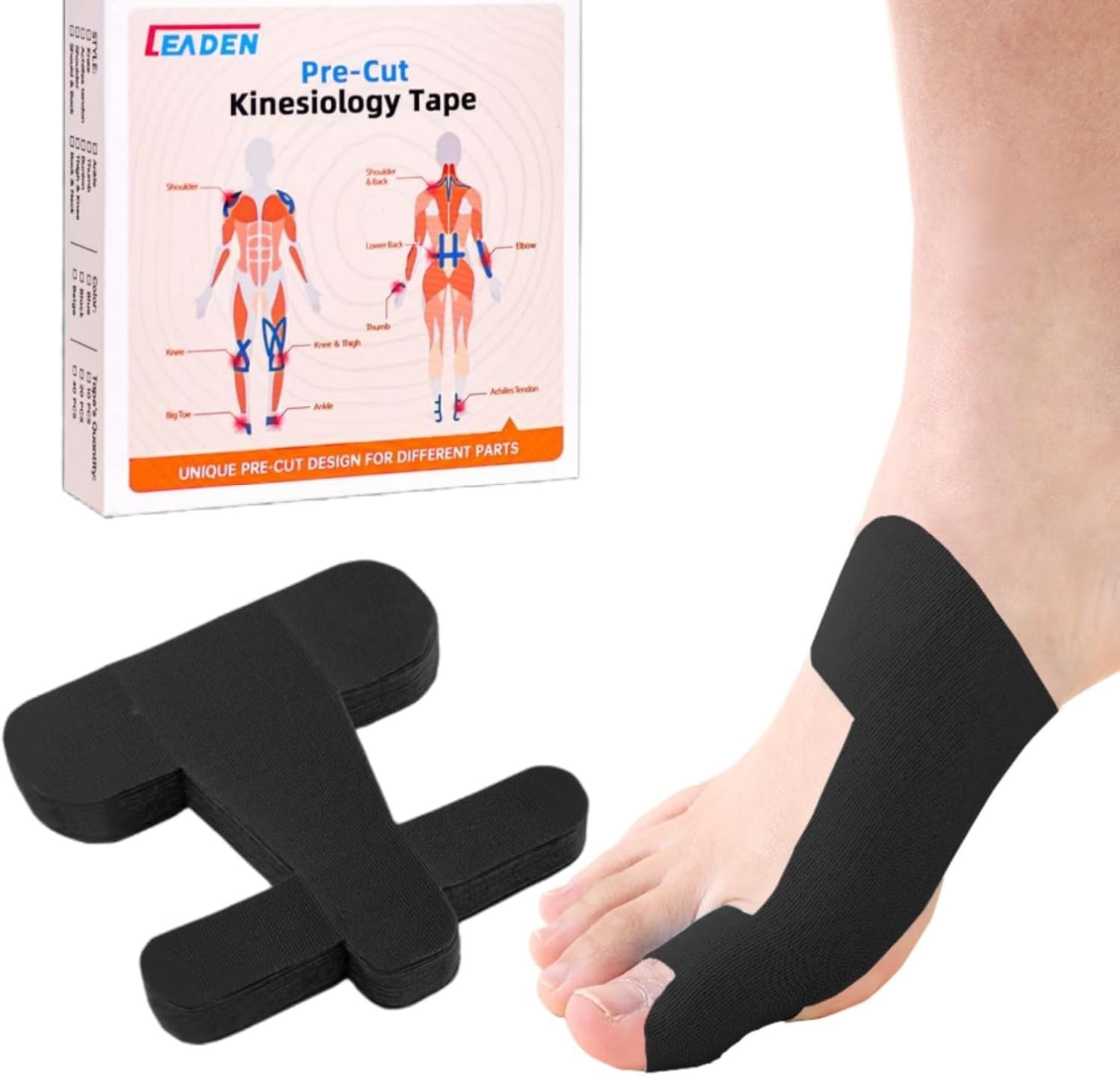 Precut Kinesiology Tape for Bunion, 40 Pcs, Bunion Corrector, Big Toe S