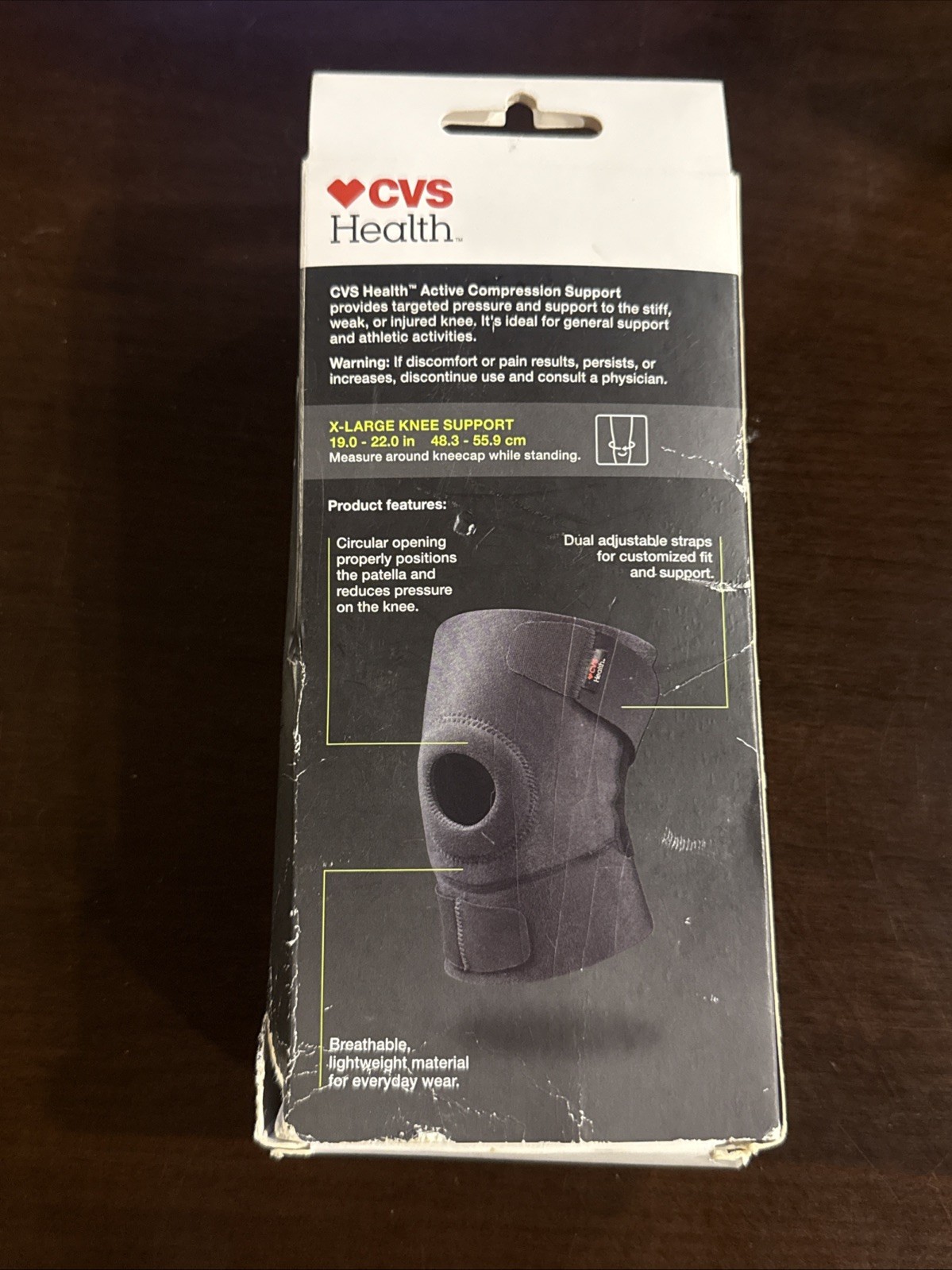 CVS Health Active Compression Knee Support Breathable Material Size XL