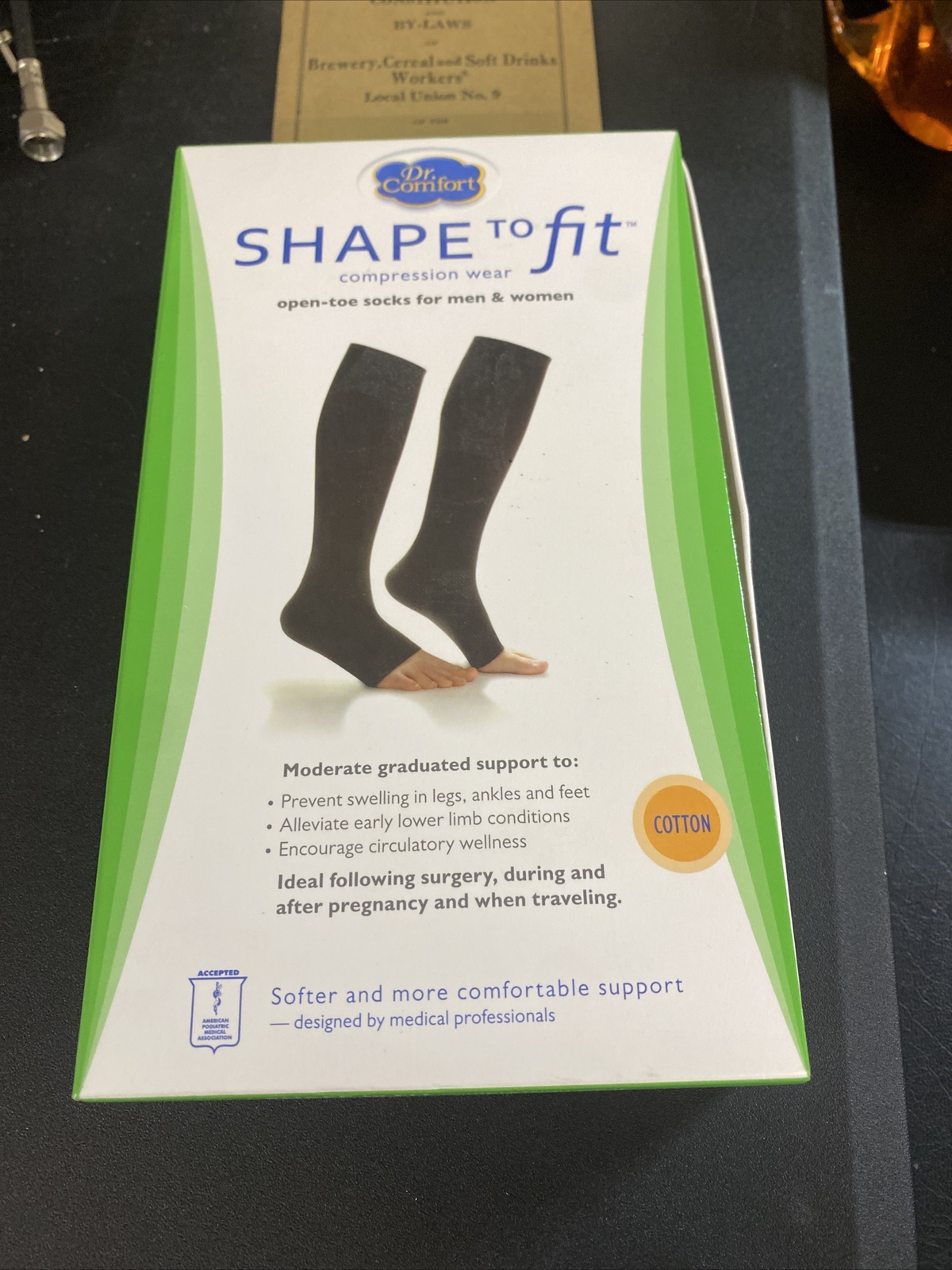 Knee Socks Supports 15-20 mmhg Compression Wear Open Toe Dr Comfort Shape to Fit