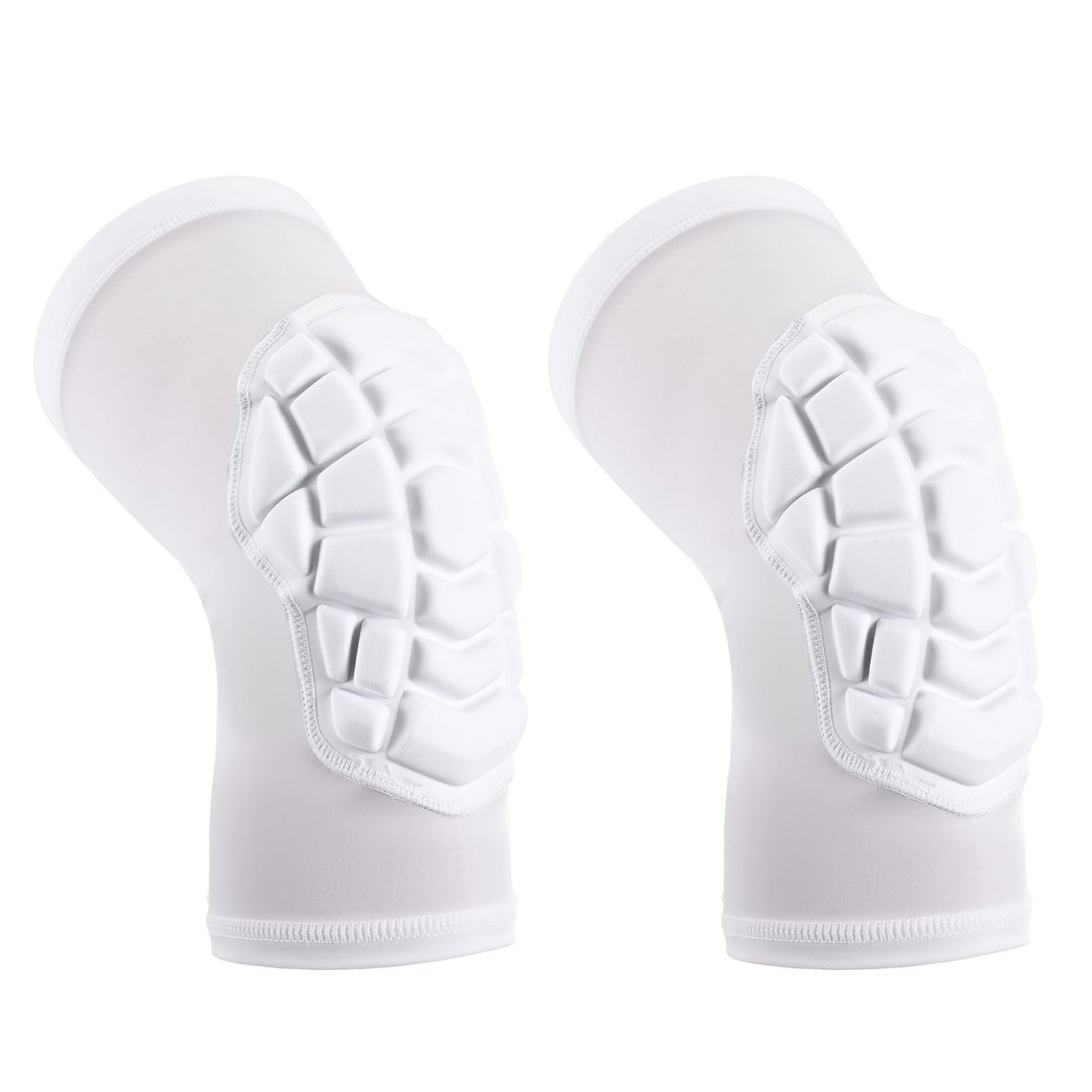 Compression Knee Pads for Basketball, Wrestling, Football, Volleyball – White, L