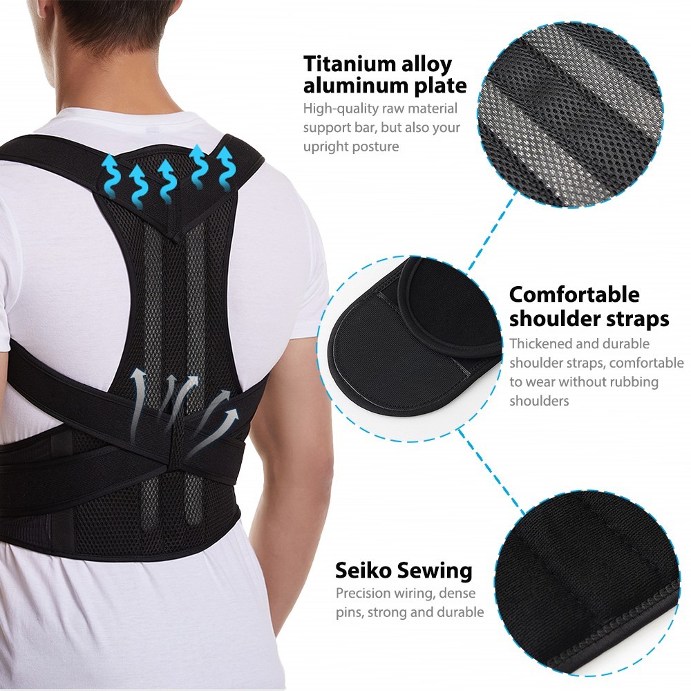 Adjustable Posture Corrector Low Back Support Shoulder Brace Belt for Men Women