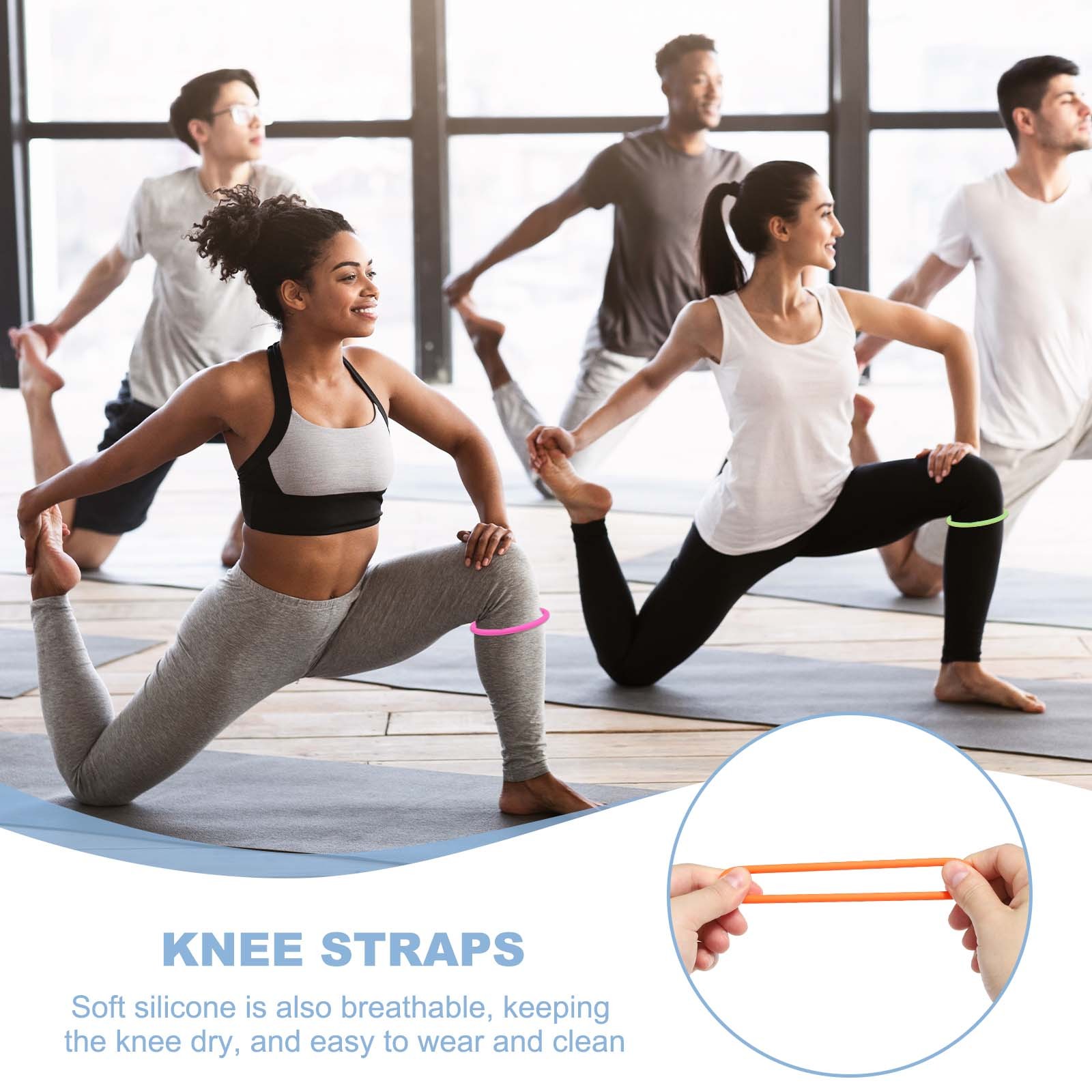 Patella Band Silicone Knee Band with Storage Bag – (2 Set, Orange)
