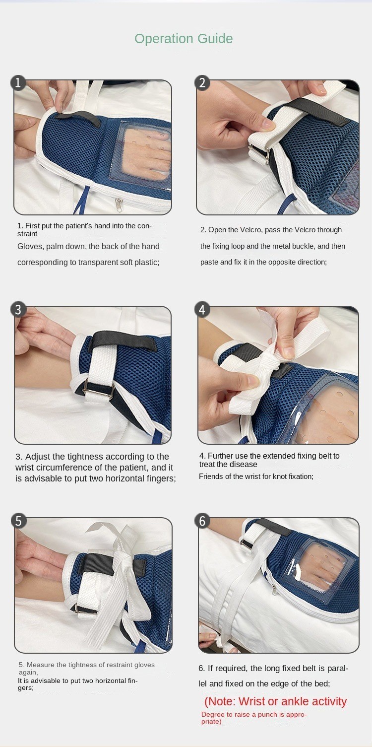 Restraint Gloves Zipper opening Mesh Breathable Anti-scratch Anti-extubation