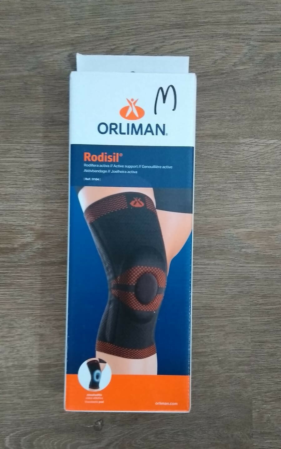 NIB: 9104 Orliman – Rodisil Closed Patella KNEE BRACE SIZE MEDIUM Silicone Pad