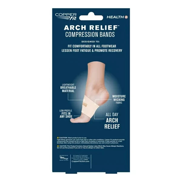 New Copper Fit Infused Arch Relief Compression Bands Unisex Beige ONE Size fits