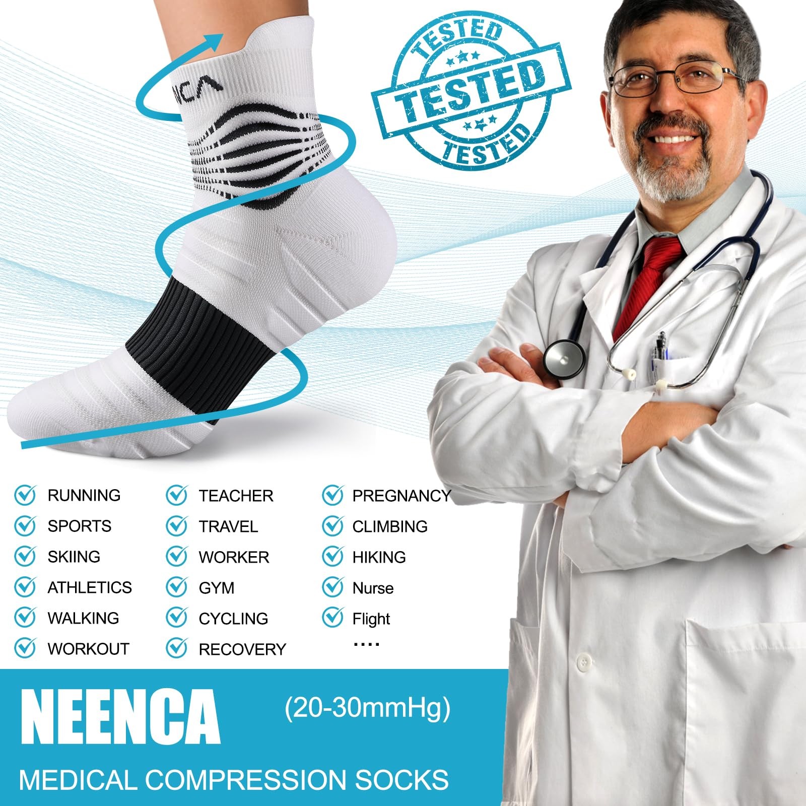 Professional Compression Socks, Medical Athletic Ankle Socks for Injury Recov…