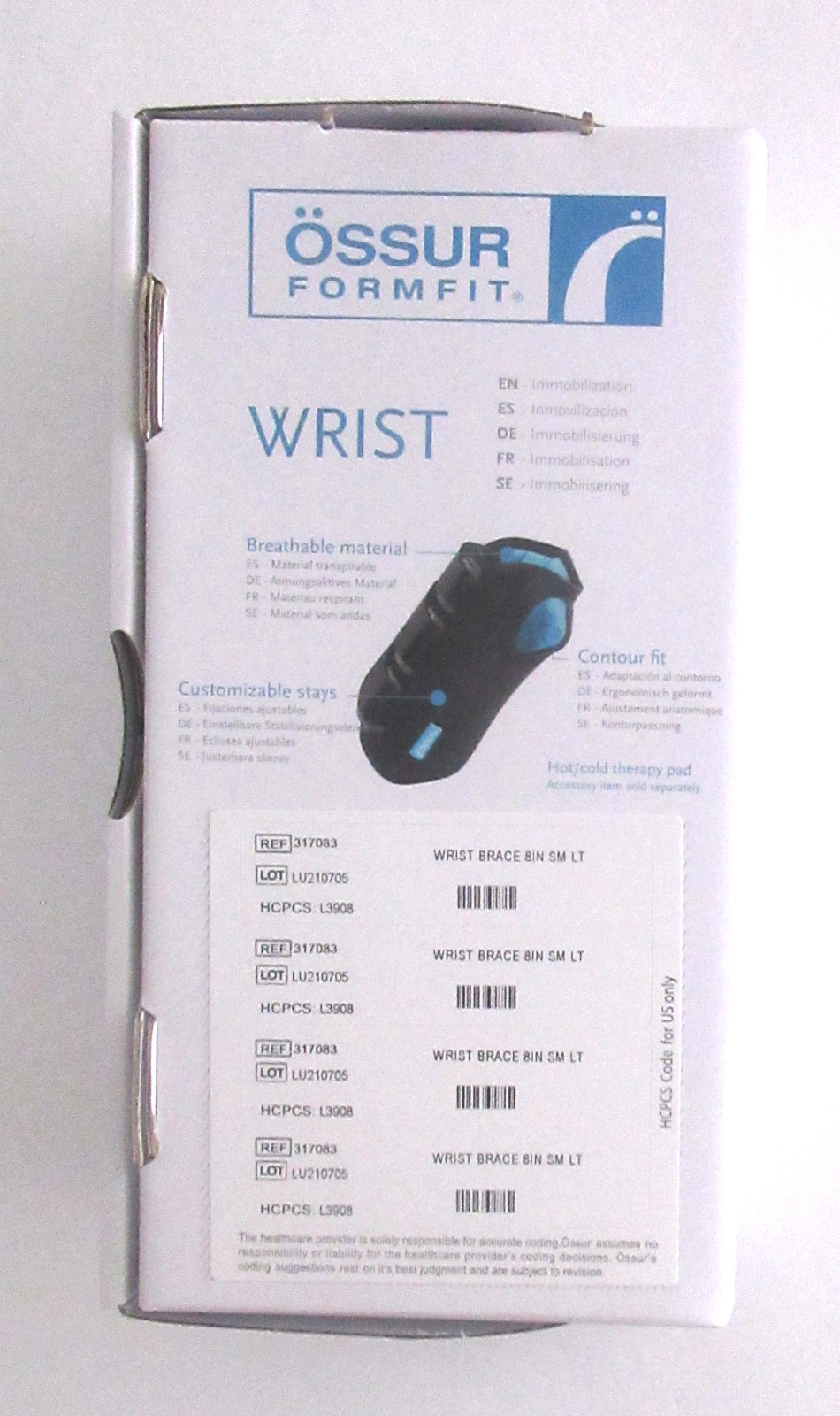 Ossur Formfit 8″ Wrist Brace Small Right- Tendonitis, Carpal Tunnel, Soft Tissue