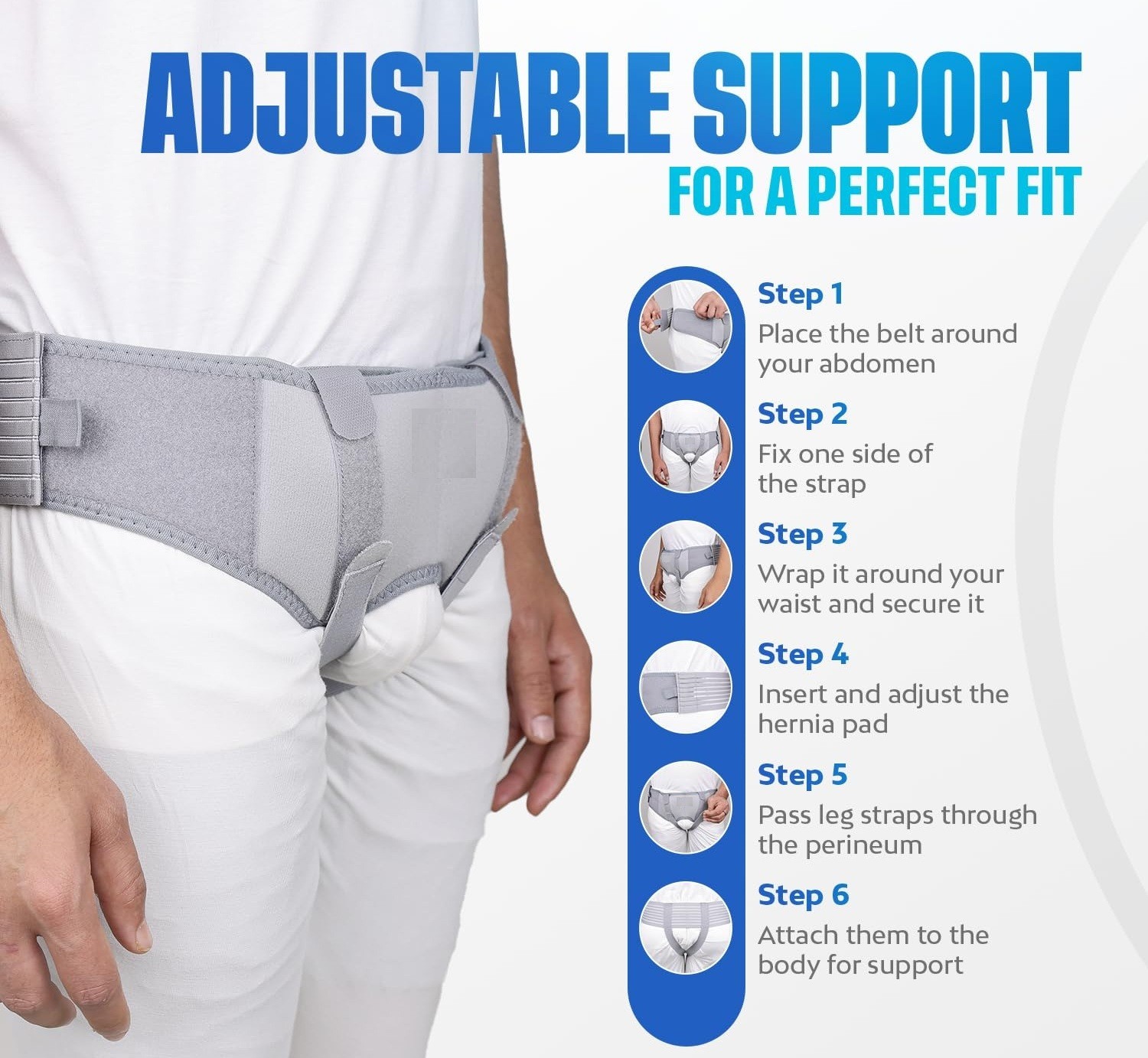 “Hernia Belt For Men(Size-L) With Two Detachable Foam Pads Provide Support “