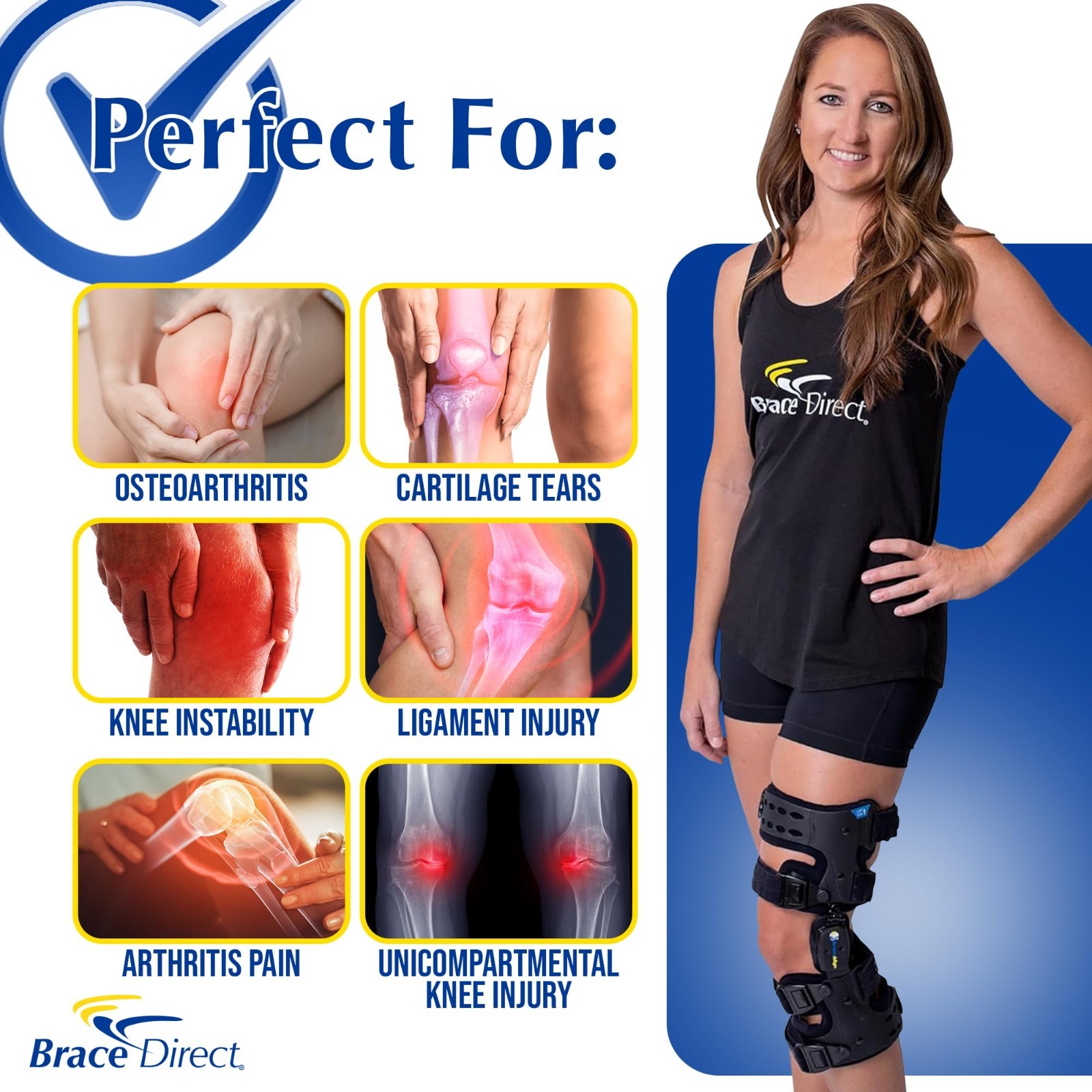 Brace Align OA ROM Unloader Knee Adjustable Offloading(Left – Thigh up to 30 in)
