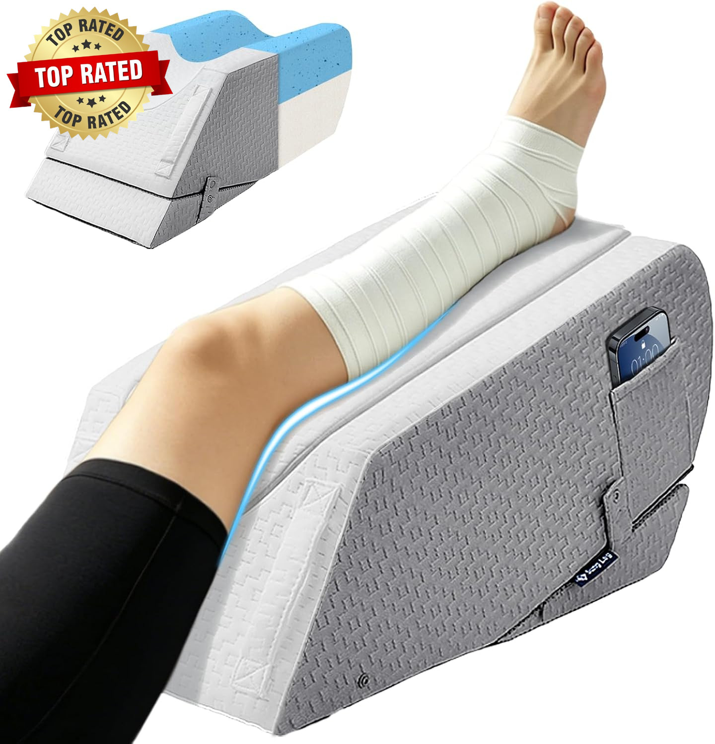 Leg Elevation Pillow for after Surgery, Adjustable 4 Heights & 2 Slopes, Knee Re
